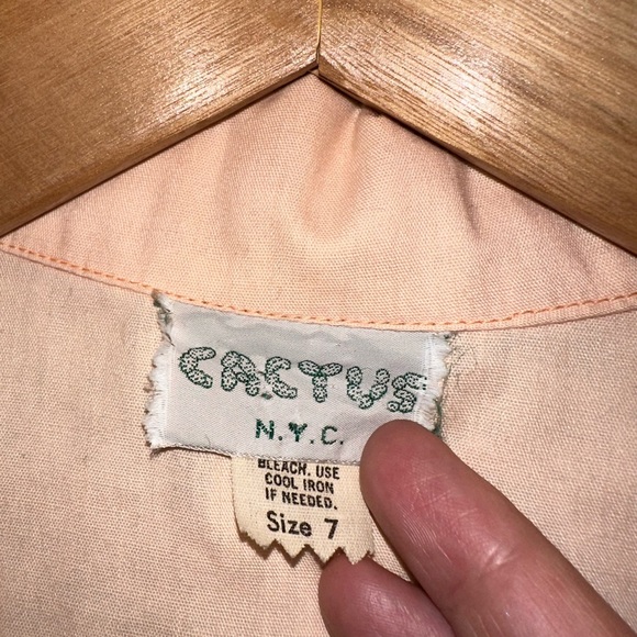 Vintage 1970s Cactus NYC prairie cottage rockabilly full skirt dress Tag/7 S/m - Picture 10 of 11